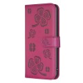 For OPPO A59 5G Four-leaf Embossed Leather Phone Case(Rose Red)