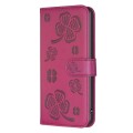 For OPPO Find X7 Four-leaf Embossed Leather Phone Case(Rose Red)