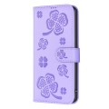 For OPPO Find X7 Four-leaf Embossed Leather Phone Case(Purple)