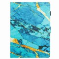 For iPad 10.2 2020 / 2019 Marble Pattern Stitching Smart Leather Tablet Case(Gold Blue)
