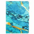 For Samsung Galaxy Tab A8 10.5 Marble Pattern Stitching Smart Leather Tablet Case(Gold Blue)