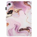 For Samsung Galaxy Tab A8 10.5 Marble Pattern Stitching Smart Leather Tablet Case(Gold Pink)