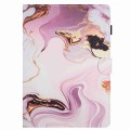 For Samsung Galaxy Tab S6 Lite P610 Marble Pattern Stitching Smart Leather Tablet Case(Gold Pink)