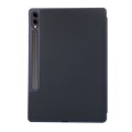 For Samsung Galaxy Tab S9 FE+ 3-Fold Pure Color TPU Leather Tablet Case with Pen Slot(Dark Blue)