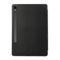 For Samsung Galaxy Tab S9 FE 3-Fold Pure Color TPU Leather Tablet Case with Pen Slot(Black)