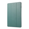 For Samsung Galaxy Tab S9 FE 3-Fold Pure Color TPU Leather Tablet Case with Pen Slot(Dark Green)