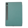 For Samsung Galaxy Tab S9 FE 3-Fold Pure Color TPU Leather Tablet Case with Pen Slot(Dark Green)