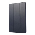 For Samsung Galaxy Tab S9 FE 3-Fold Pure Color TPU Leather Tablet Case with Pen Slot(Dark Blue)