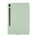 For Samsung Galaxy Tab S9 FE 3-Fold Pure Color TPU Leather Tablet Case with Pen Slot(Green)