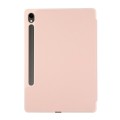 For Samsung Galaxy Tab S9 3-Fold Pure Color TPU Leather Tablet Case with Pen Slot(Pink)