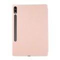 For Samsung Galaxy Tab S9+ 3-Fold Pure Color TPU Leather Tablet Case with Pen Slot(Pink)