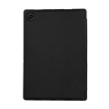 For Samsung Galaxy Tab A9+ 3-Fold Pure Color TPU Leather Tablet Case with Pen Slot(Black)