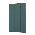 For Samsung Galaxy Tab A9+ 3-Fold Pure Color TPU Leather Tablet Case with Pen Slot(Dark Green)