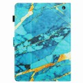 For Amazon Kindle Fire 7 2022 Marble Pattern Stitching Smart Leather Tablet Case(Gold Blue)