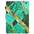 For Amazon Kindle Fire HD 10 2021 Marble Pattern Stitching Smart Leather Tablet Case(Gold Green)