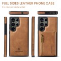 For Samsung Galaxy S23 Ultra DG.MING M5 Series Zip RFID Multi Card Detachable Leather Phone Case(Bro