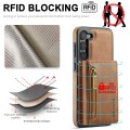 For Samsung Galaxy S23 DG.MING M5 Series Zip RFID Multi Card Detachable Leather Phone Case(Brown)