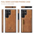 For Samsung Galaxy S22 Ultra DG.MING M5 Series Zip RFID Multi Card Detachable Leather Phone Case(Bro