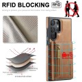 For Samsung Galaxy S22 Ultra DG.MING M5 Series Zip RFID Multi Card Detachable Leather Phone Case(Bro