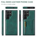 For Samsung Galaxy S22 Ultra DG.MING M5 Series Zip RFID Multi Card Detachable Leather Phone Case(Gre