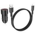 BOROFONE BZ19 Wisdom Dual USB Ports Car Charger with USB to 8 Pin Cable(Black)