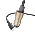 BOROFONE BZ19 Wisdom Dual USB Ports Car Charger with USB to Micro USB Cable(Gold)