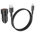 BOROFONE BZ19 Wisdom Dual USB Ports Car Charger with USB to Type-C Cable(Black)