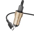 BOROFONE BZ19A Wisdom QC3.0 USB Port Fast Charging Car Charger with USB to Type-C Cable(Gold)