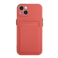 For iPhone 15 Card Slot Design Shockproof TPU Phone Case(Plum Red)