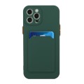 For iPhone 15 Pro Card Slot Design Shockproof TPU Phone Case(Dark Green)