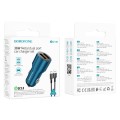 BOROFONE BZ19B Wisdom QC3.0 Dual USB Ports Fast Charging Car Charger with USB to Type-C Cable(Blue)