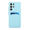 For Samsung Galaxy S23 Ultra 5G Card Slot Design Shockproof TPU Phone Case(Sky Blue)