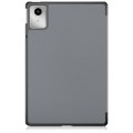 For Lenovo Tab M11/ Xiaoxin Pad 11 2024 Custer Pure Color 3-folding Leather Smart Tablet Case(Grey)