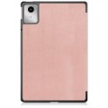 For Lenovo Tab M11/ Xiaoxin Pad 11 2024 Custer Pure Color 3-folding Leather Smart Tablet Case(Rose G