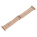 For Apple Watch Series 9 45mm 22mm Ultra-thin Five Beads Stainless Steel Watch Band(Rose Gold)