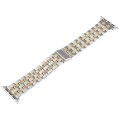 For Apple Watch Series 6 40mm 22mm Ultra-thin Five Beads Stainless Steel Watch Band(Silver Gold)