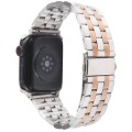 For Apple Watch Series 6 40mm 22mm Ultra-thin Five Beads Stainless Steel Watch Band(Silver Rose Gold
