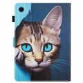 For Lenovo Tab M10 3rd Gen Painted Pattern Stitching Smart Leather Tablet Case(Blue Cat)