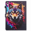 For Lenovo Tab M10 HD 2nd Gen Painted Pattern Stitching Smart Leather Tablet Case(Colorful Wolf)