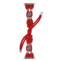 For Apple Watch SE 2023 44mm Chrysanthemum Beads Paracord Braided Watch Band(Red)
