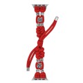 For Apple Watch Series 9 41mm Chrysanthemum Beads Paracord Braided Watch Band(Red)