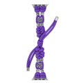 For Apple Watch Series 6 44mm Chrysanthemum Beads Paracord Braided Watch Band(Purple)