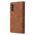 For Samsung Galaxy A15 5G Multifunctional Frosted Zipper Wallet Leather Phone Case(Brown)