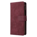 For Samsung Galaxy S24 Ultra 5G Multifunctional Frosted Zipper Wallet Leather Phone Case(Wine Red)