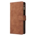 For Samsung Galaxy S24 Ultra 5G Multifunctional Frosted Zipper Wallet Leather Phone Case(Brown)