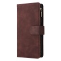 For Samsung Galaxy S24 Ultra 5G Multifunctional Frosted Zipper Wallet Leather Phone Case(Coffee)