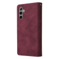 For Samsung Galaxy S24+ 5G Multifunctional Frosted Zipper Wallet Leather Phone Case(Wine Red)