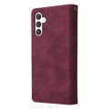 For Samsung Galaxy S24 5G Multifunctional Frosted Zipper Wallet Leather Phone Case(Wine Red)