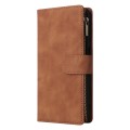 For Samsung Galaxy S24 5G Multifunctional Frosted Zipper Wallet Leather Phone Case(Brown)
