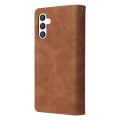 For Samsung Galaxy S24 5G Multifunctional Frosted Zipper Wallet Leather Phone Case(Brown)
